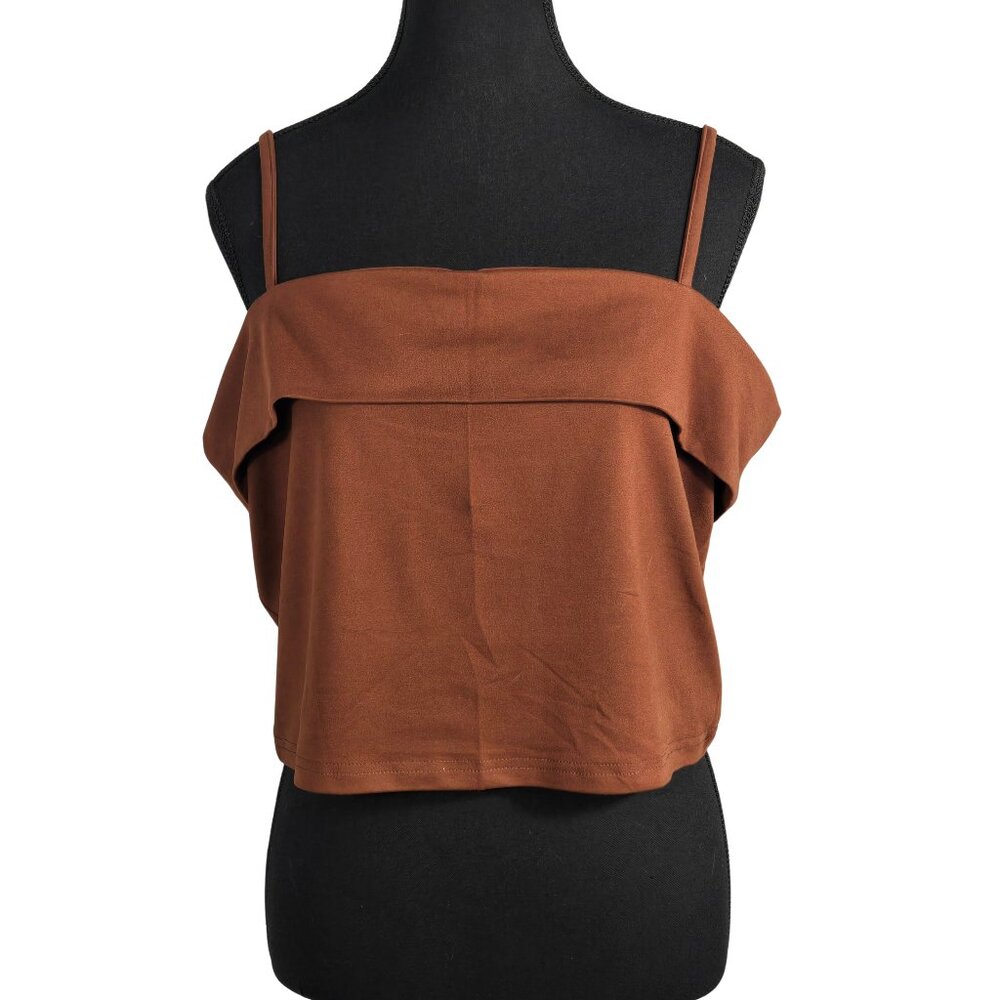 NWT | Zanzea | Chocolate Brown | Off-the-Shoulder Ruffle Tank Top | XL